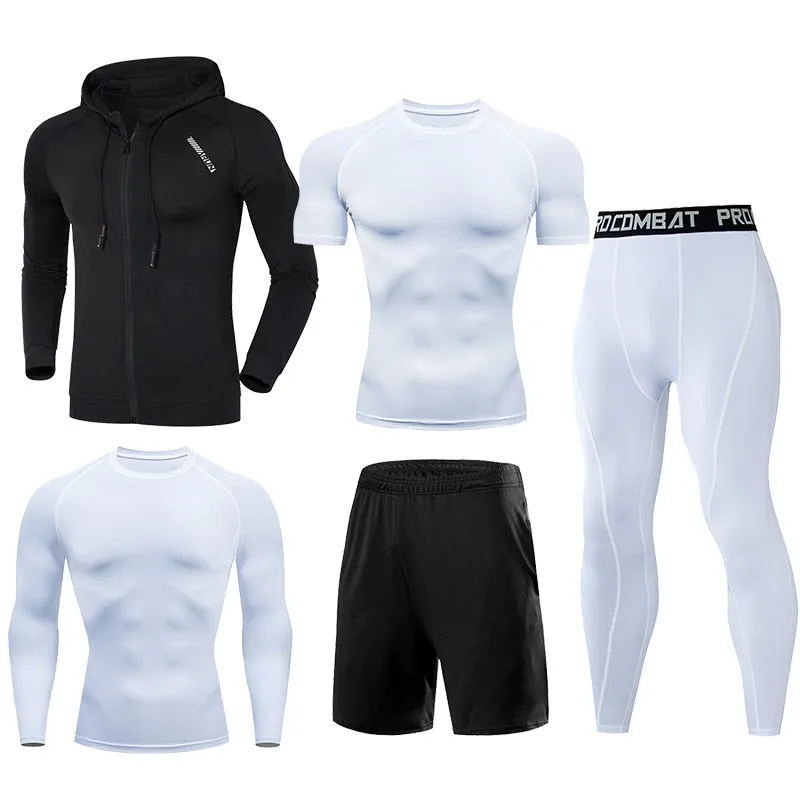 Men Running Jogging Training Clothes Sets Football Basketball Cycling Fitness Sport Wear Kits Teenager Compression Sportswear
