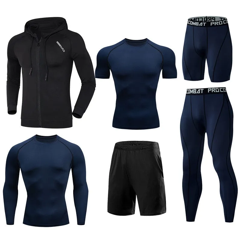 Men Running Jogging Training Clothes Sets Football Basketball Cycling Fitness Sport Wear Kits Teenager Compression Sportswear