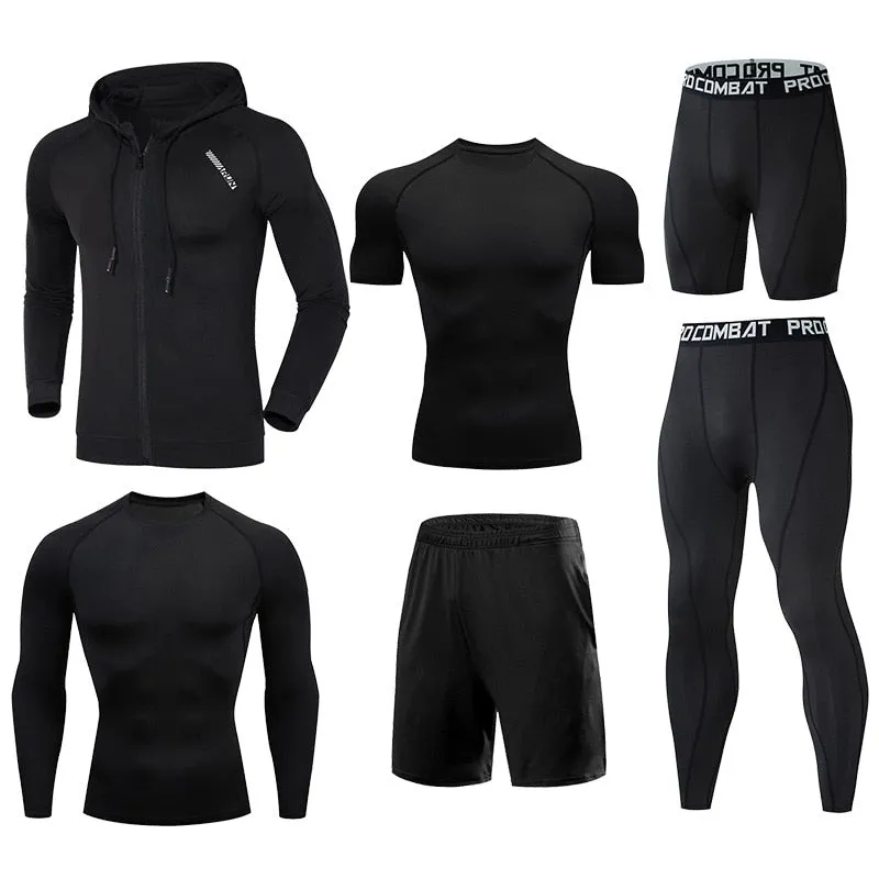 Men Running Jogging Training Clothes Sets Football Basketball Cycling Fitness Sport Wear Kits Teenager Compression Sportswear