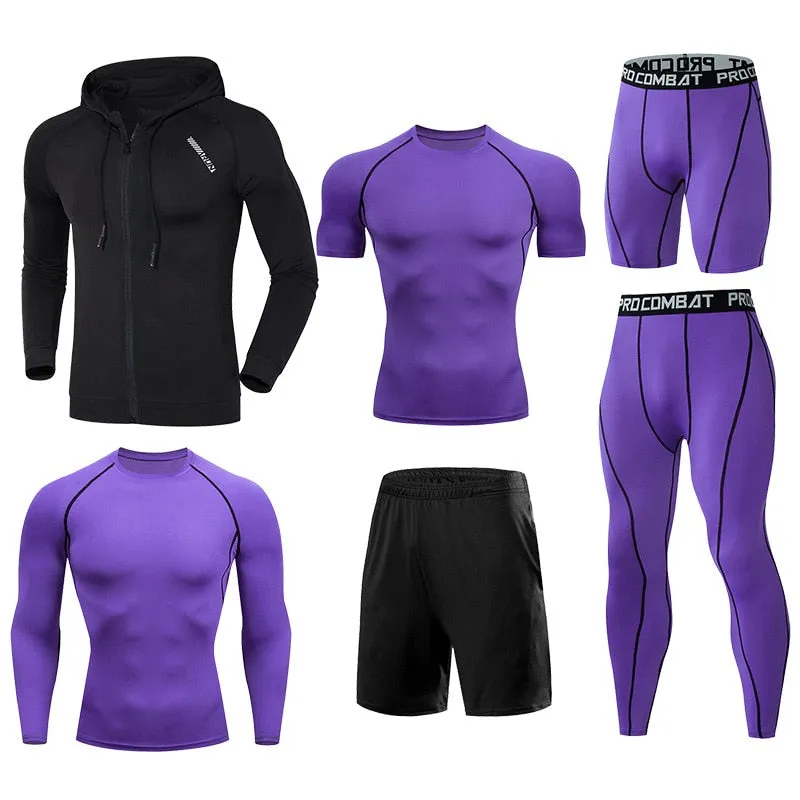 Men Running Jogging Training Clothes Sets Football Basketball Cycling Fitness Sport Wear Kits Teenager Compression Sportswear