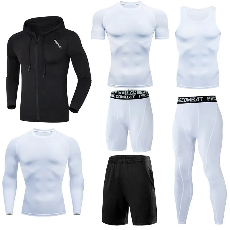 Men Running Jogging Training Clothes Sets Football Basketball Cycling Fitness Sport Wear Kits Teenager Compression Sportswear