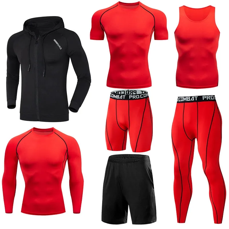 Men Running Jogging Training Clothes Sets Football Basketball Cycling Fitness Sport Wear Kits Teenager Compression Sportswear