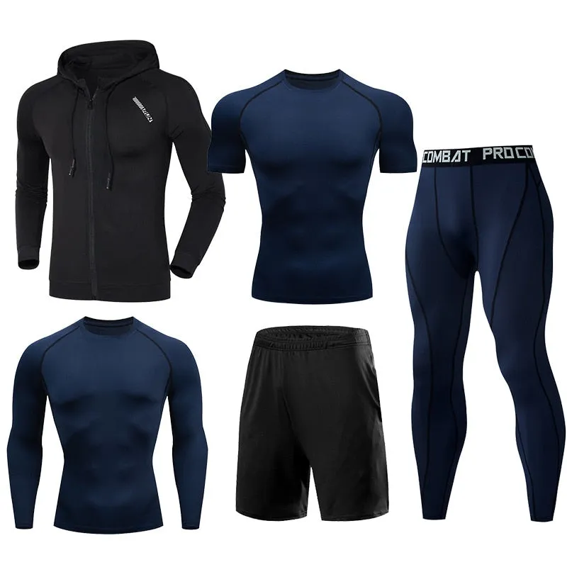 Men Running Jogging Training Clothes Sets Football Basketball Cycling Fitness Sport Wear Kits Teenager Compression Sportswear
