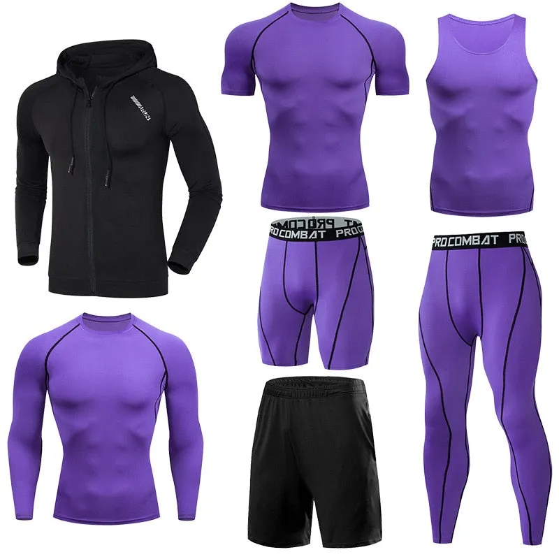Men Running Jogging Training Clothes Sets Football Basketball Cycling Fitness Sport Wear Kits Teenager Compression Sportswear