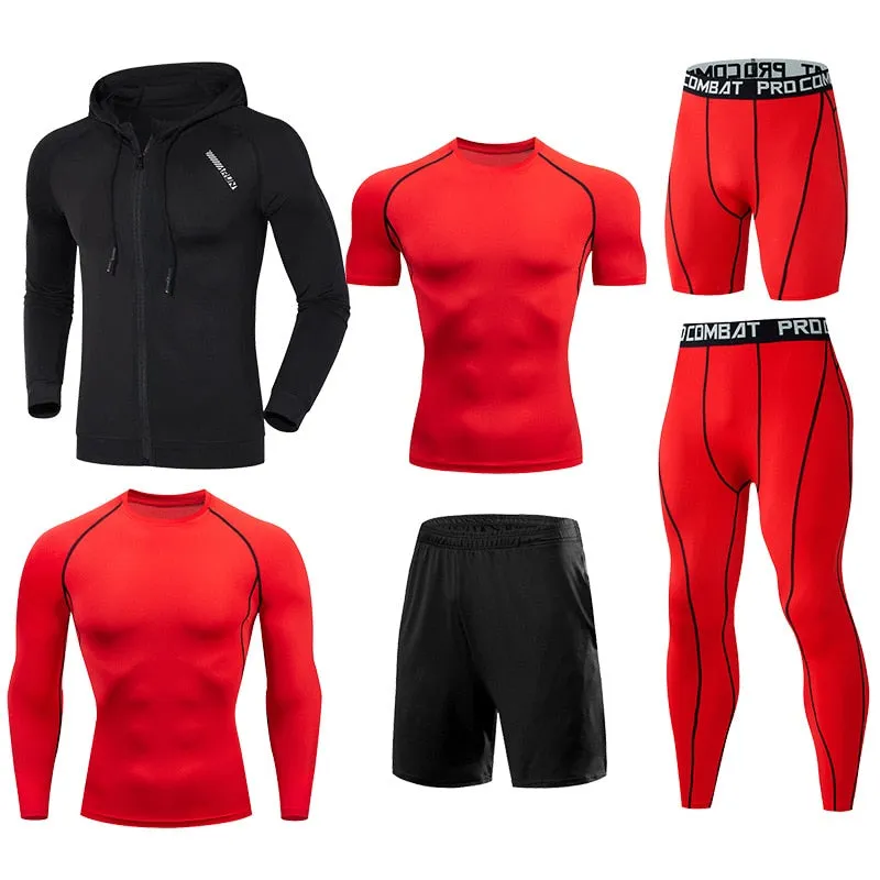 Men Running Jogging Training Clothes Sets Football Basketball Cycling Fitness Sport Wear Kits Teenager Compression Sportswear