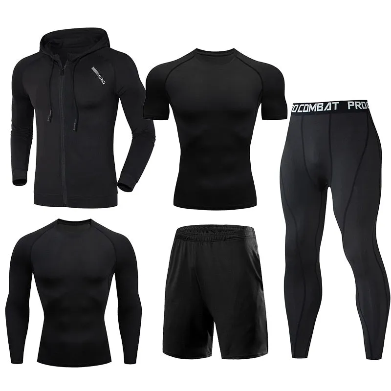 Men Running Jogging Training Clothes Sets Football Basketball Cycling Fitness Sport Wear Kits Teenager Compression Sportswear