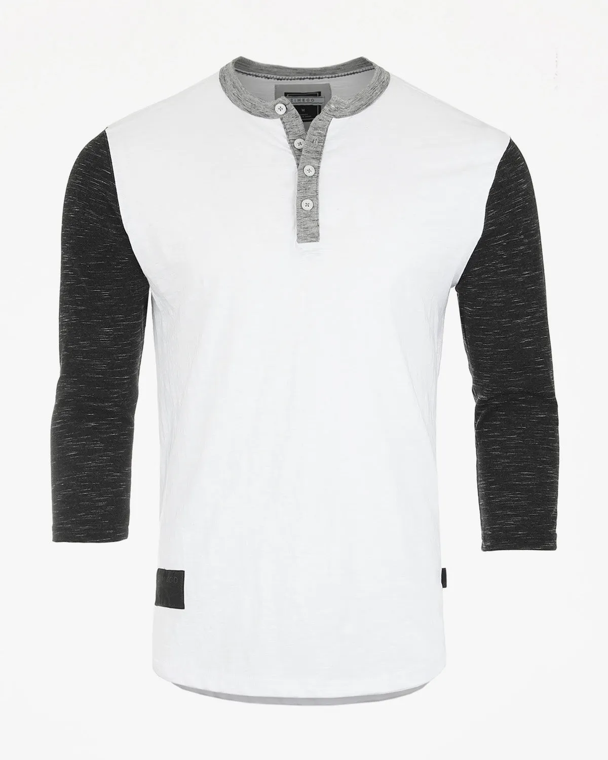 Men's 3/4 Sleeve Black & White Baseball Henley – Casual Athletic Button Crewneck Shirts