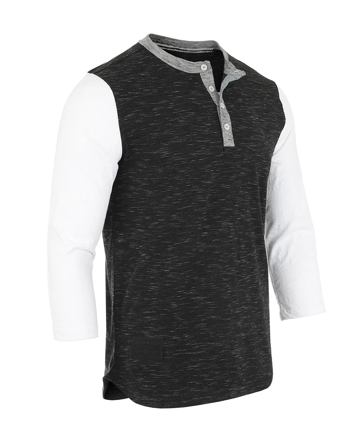 Men's 3/4 Sleeve Black & White Baseball Henley – Casual Athletic Button Crewneck Shirts