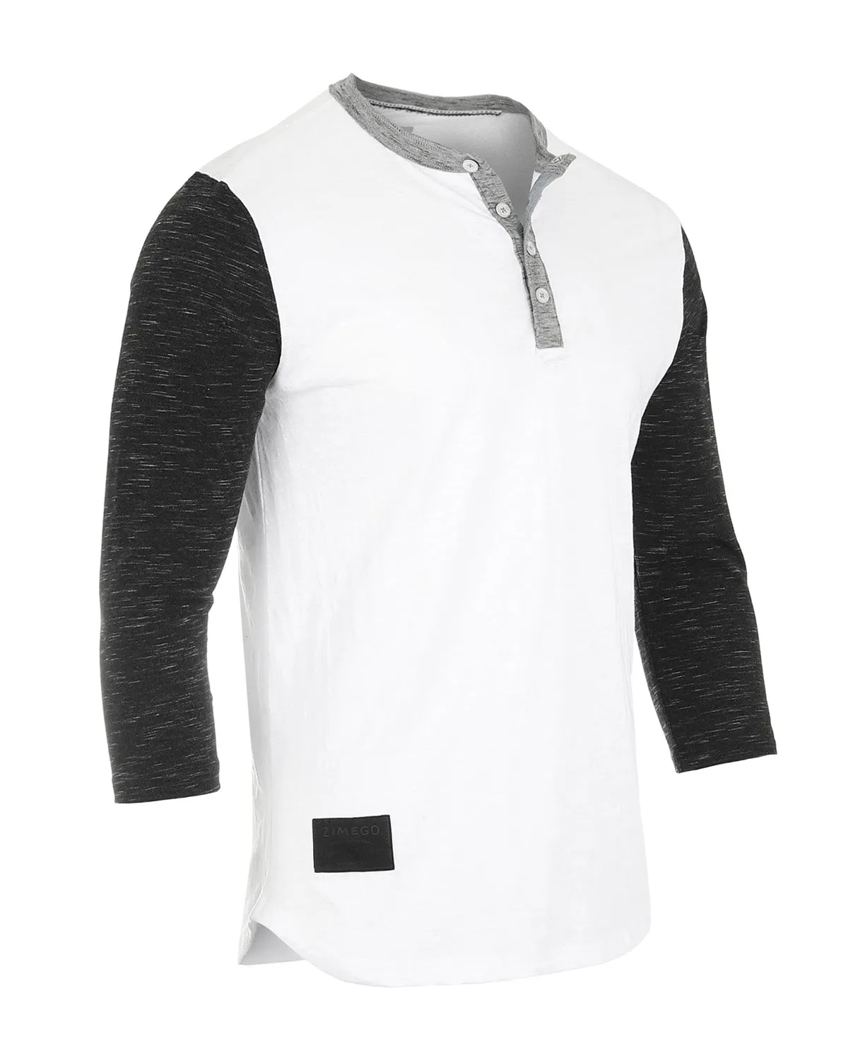 Men's 3/4 Sleeve Black & White Baseball Henley – Casual Athletic Button Crewneck Shirts