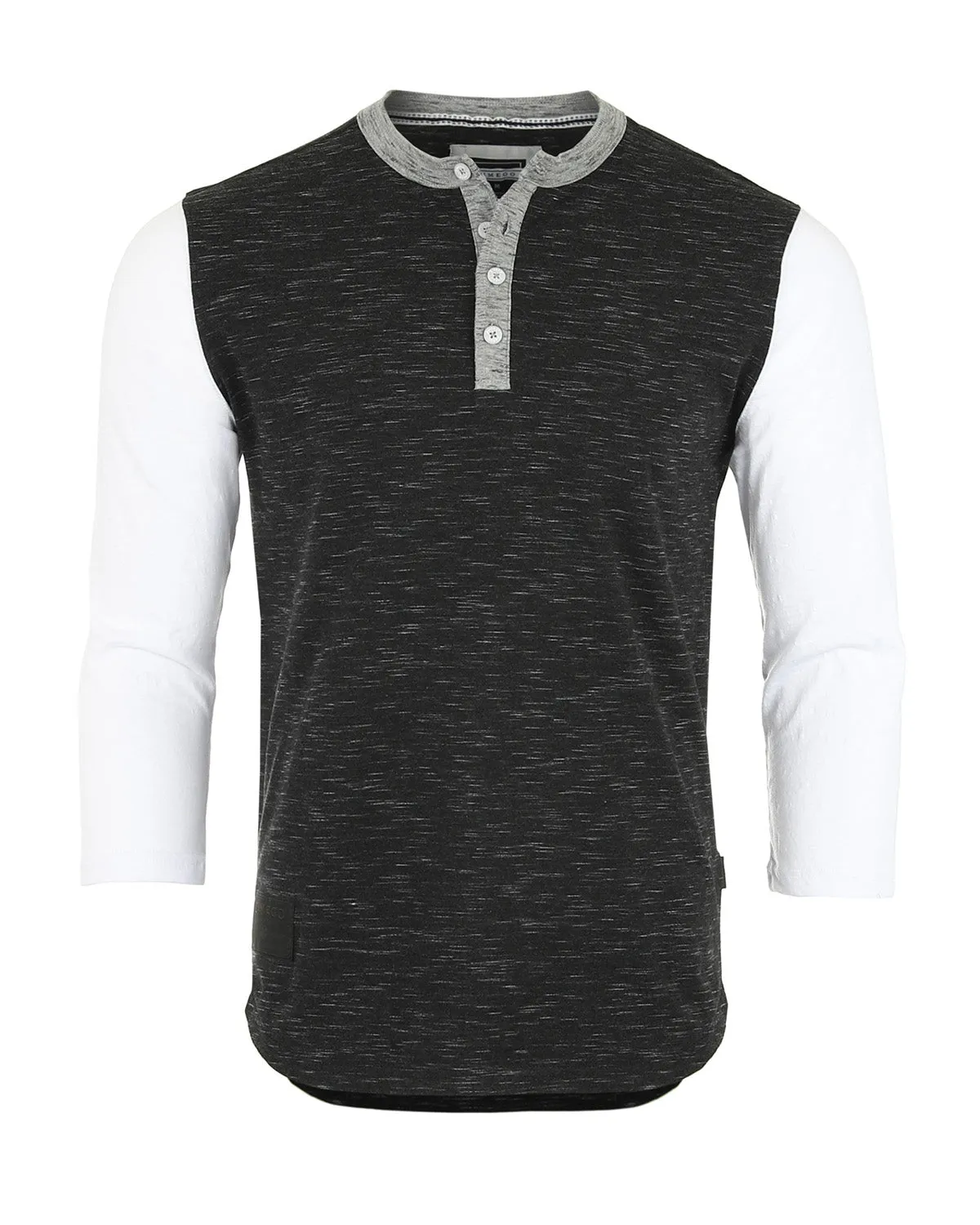 Men's 3/4 Sleeve Black & White Baseball Henley – Casual Athletic Button Crewneck Shirts