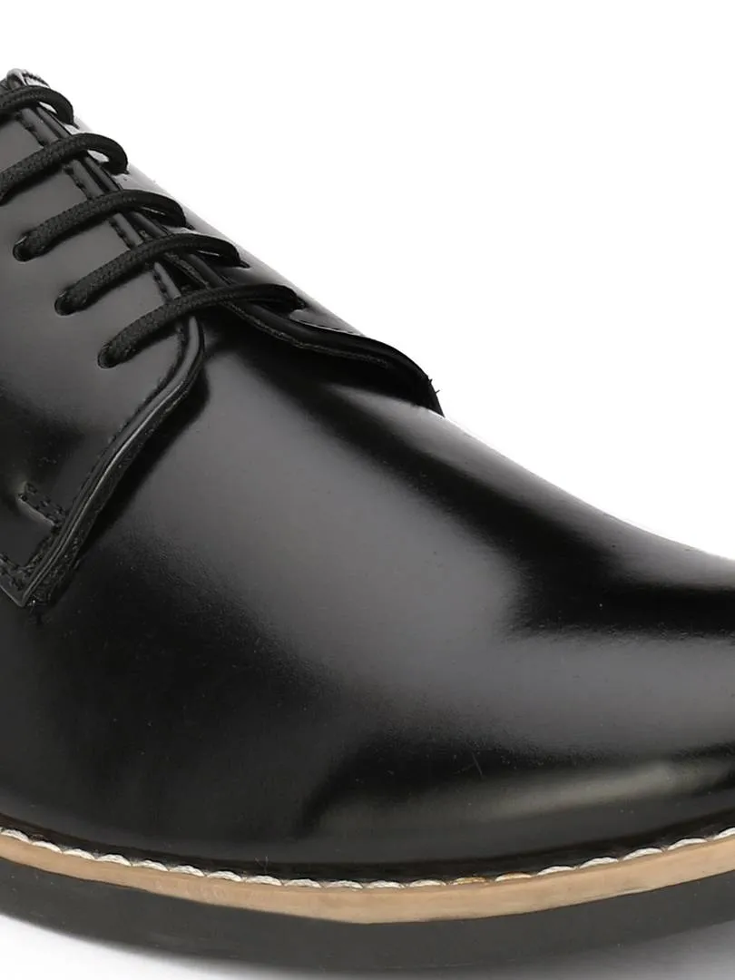 Men's Black Derby  Synthetic Leather Formal Shoes