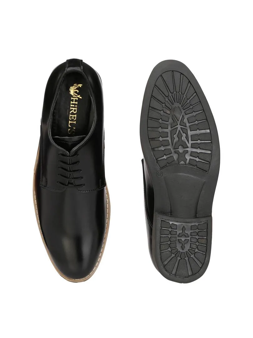 Men's Black Derby  Synthetic Leather Formal Shoes