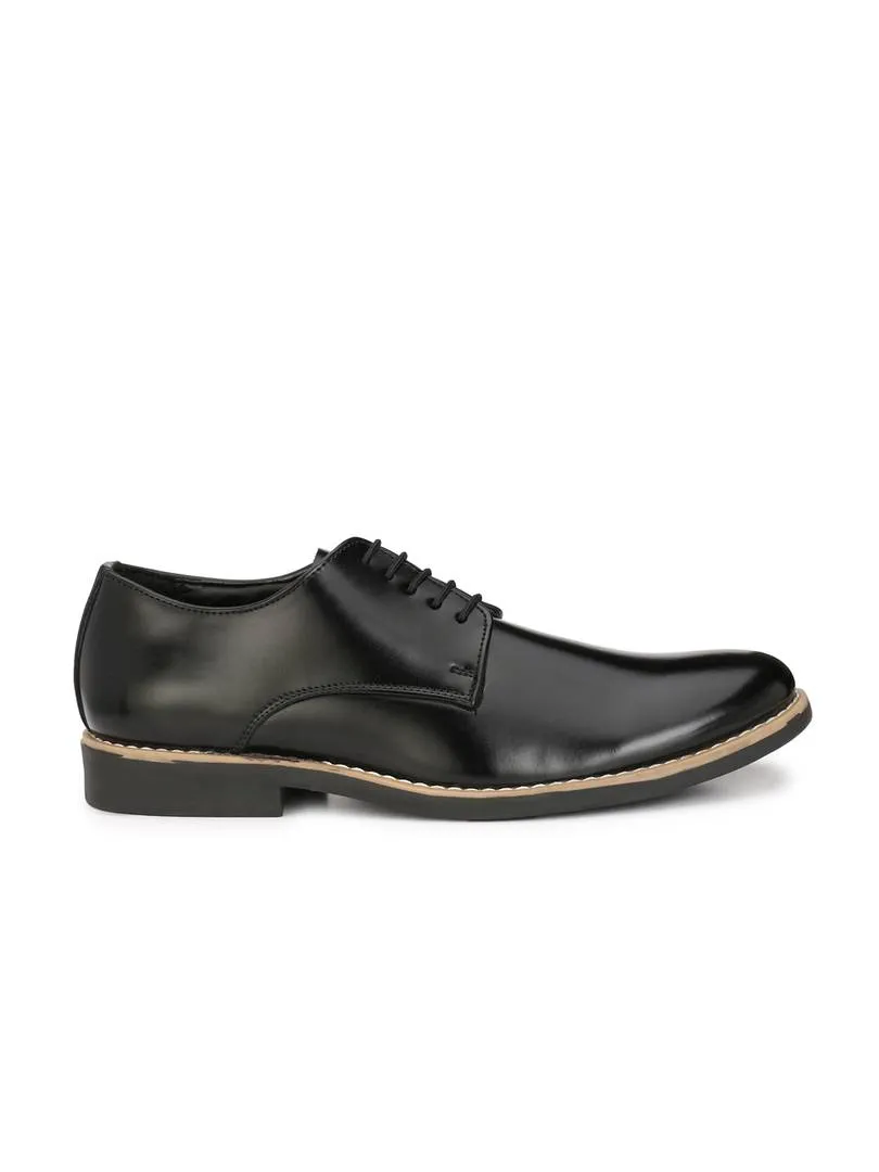 Men's Black Derby  Synthetic Leather Formal Shoes