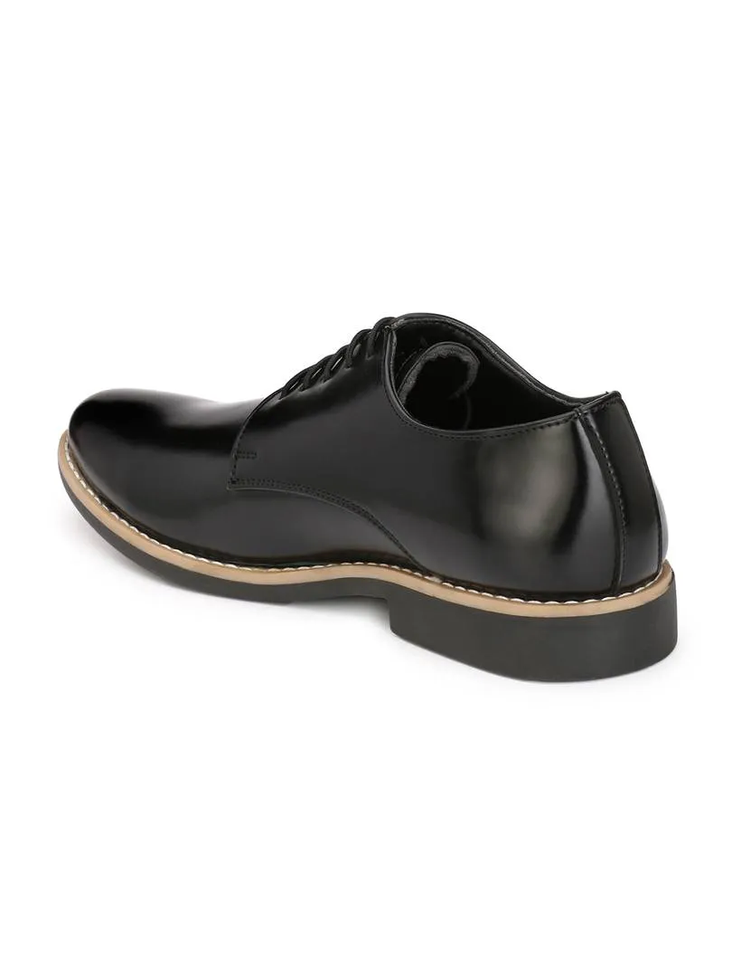 Men's Black Derby  Synthetic Leather Formal Shoes