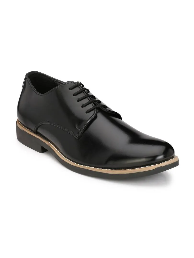 Men's Black Derby  Synthetic Leather Formal Shoes