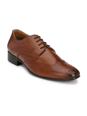 Men's Brown Derby Brogue Synthetic Leather Formal Shoes