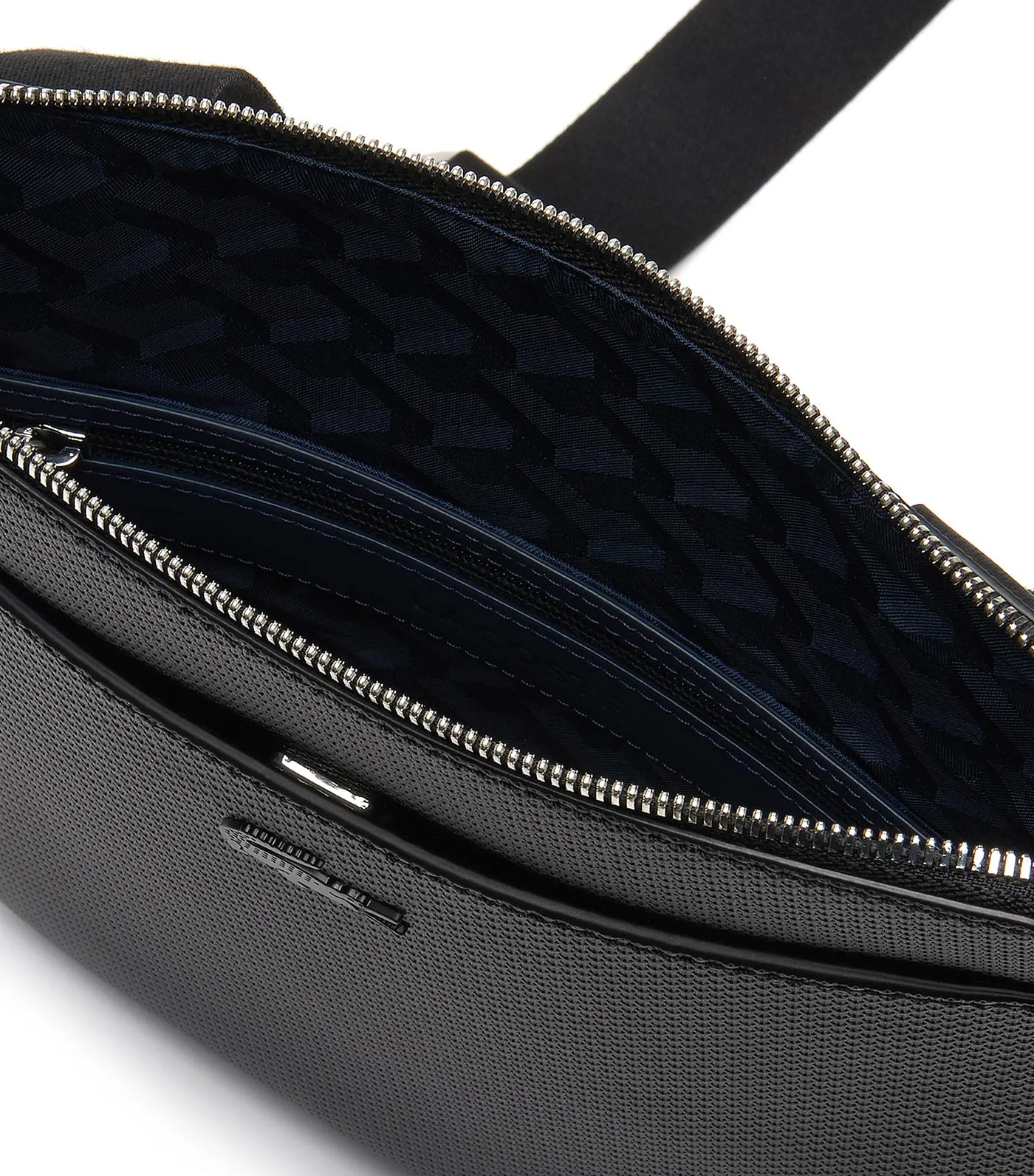 Men's Chantaco Matte Piqué Leather Flat Zip Bag Black