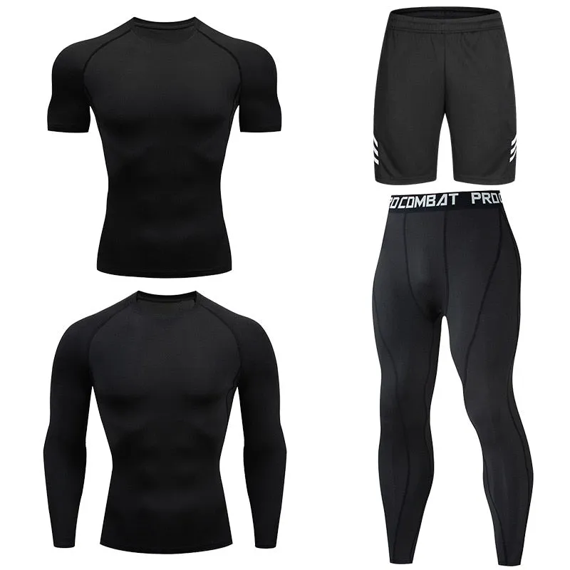 Men's Compression Running Set Football Basketball Cycling Fitness Sport Wear Kits Teenager Tight Breathable Tracksuits Jersey