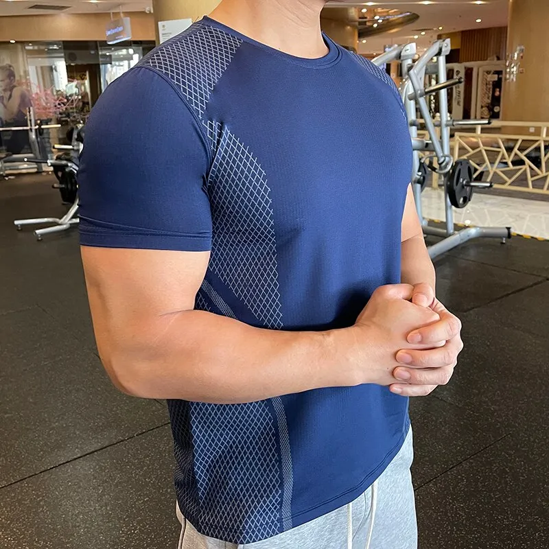 Mens Running Compression T-shirt Breathable Football Sweatshirt Tight Sportswear Fitness Short Sleeve Shirt Workout Rash Guard