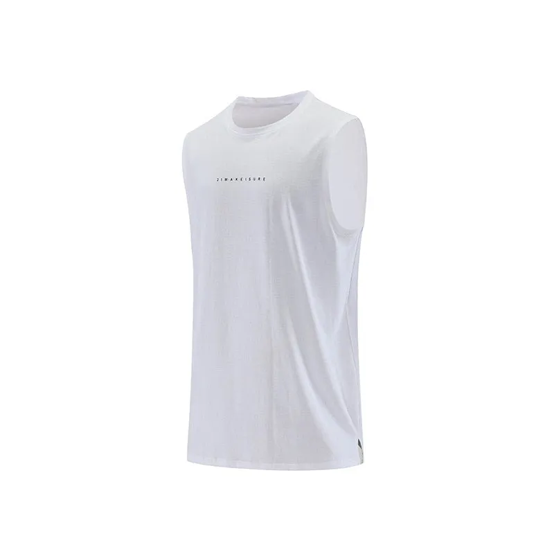Mens Running Tank Tops Gym Fitness Wear Training Weight Vest Sports Sleeveless Shirt Basketball Football Pure Cotton Clothing