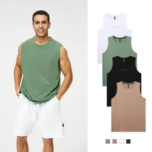 Mens Running Tank Tops Gym Fitness Wear Training Weight Vest Sports Sleeveless Shirt Basketball Football Pure Cotton Clothing