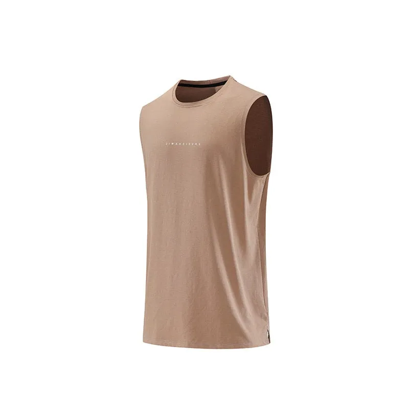 Mens Running Tank Tops Gym Fitness Wear Training Weight Vest Sports Sleeveless Shirt Basketball Football Pure Cotton Clothing