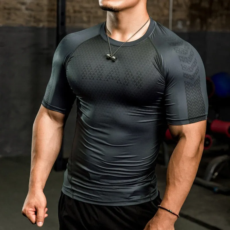Mens Sport Top for Fitness T-shirt Bodybuilding Compression Shirt Gym Running Tight Rashguard Jogging Sweatshirt Dry Fit Clothes v1