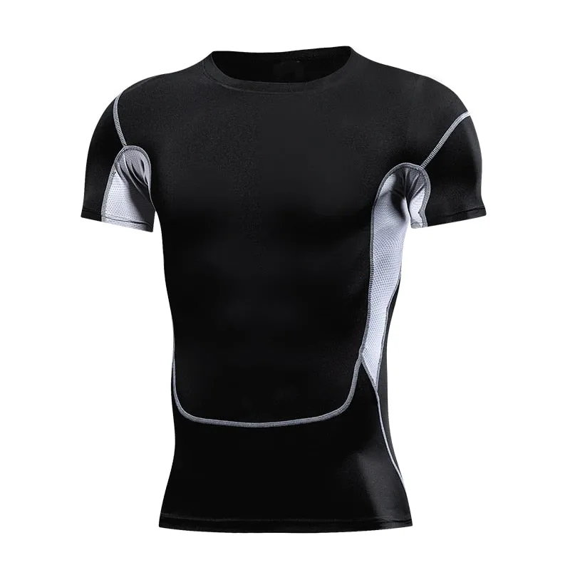 Mens Sport Top for Fitness T-shirt Bodybuilding Compression Shirt Gym Running Tight Rashguard Jogging Sweatshirt Dry Fit Clothes v1