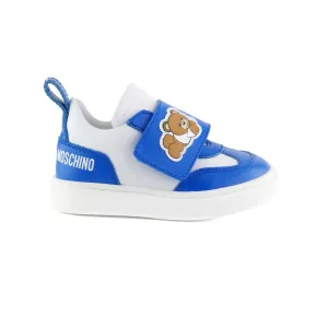 Moschino Kids Teddy Bear Patch Leather Velcro-Strap Low Sneakers