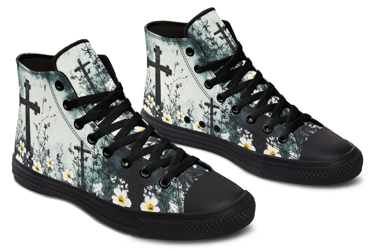Mourning Petals High Tops - Classic Premium Canvas Shoes with Comfortable and Durable Soles