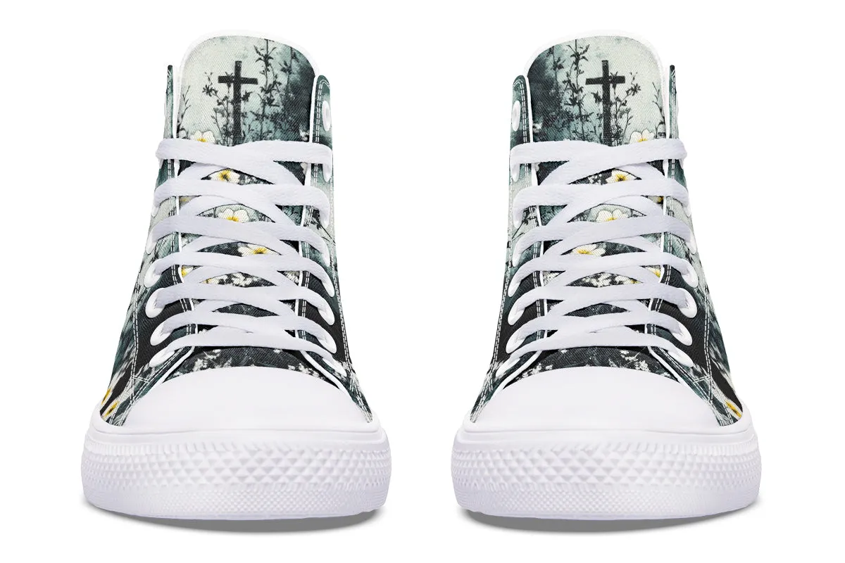 Mourning Petals High Tops - Classic Premium Canvas Shoes with Comfortable and Durable Soles