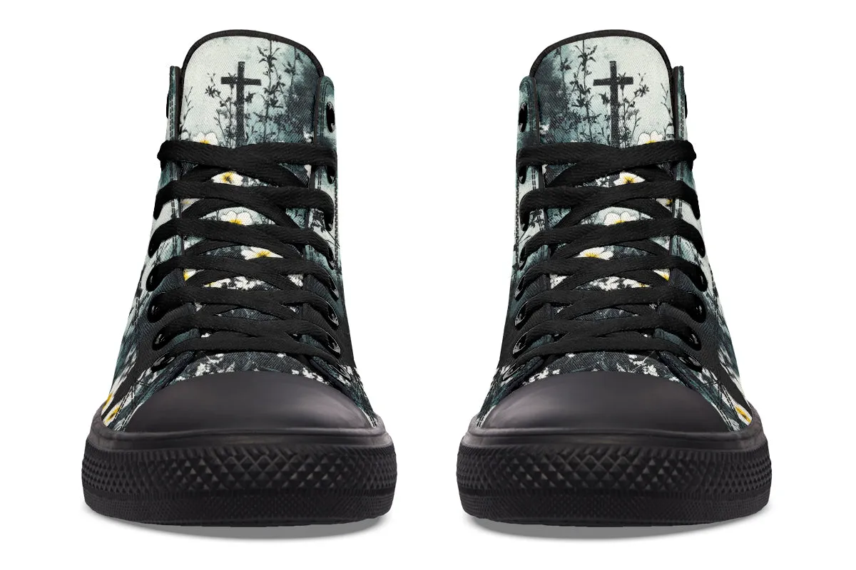 Mourning Petals High Tops - Classic Premium Canvas Shoes with Comfortable and Durable Soles
