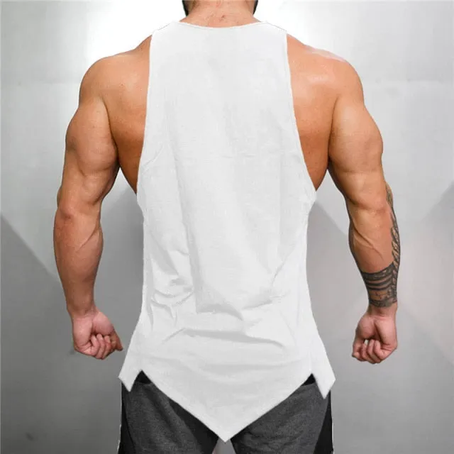 Muscleguys Gym Stringer Clothing Bodybuilding Tank Top Men Fitness Singlet Sleeveless Shirt Solid Cotton Undershirt Muscle Vest