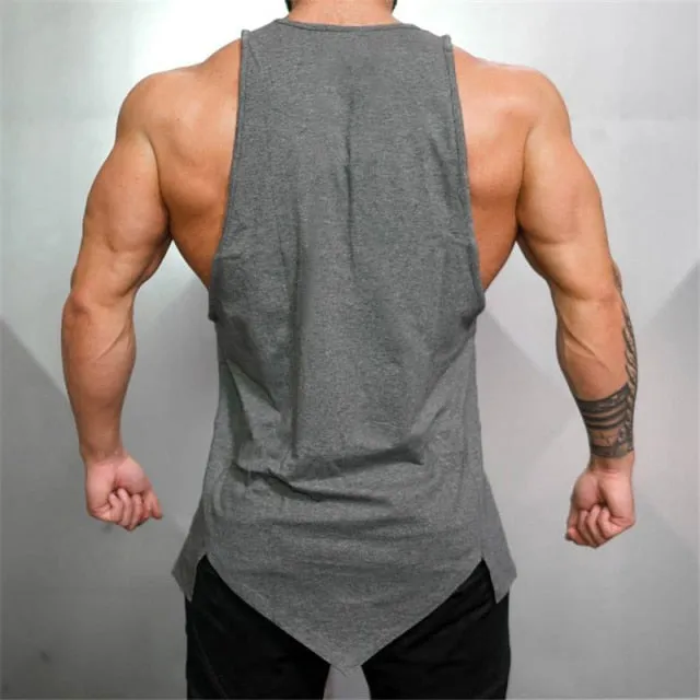 Muscleguys Gym Stringer Clothing Bodybuilding Tank Top Men Fitness Singlet Sleeveless Shirt Solid Cotton Undershirt Muscle Vest