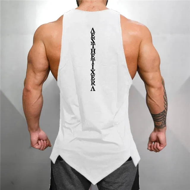 Muscleguys Gym Stringer Clothing Bodybuilding Tank Top Men Fitness Singlet Sleeveless Shirt Solid Cotton Undershirt Muscle Vest