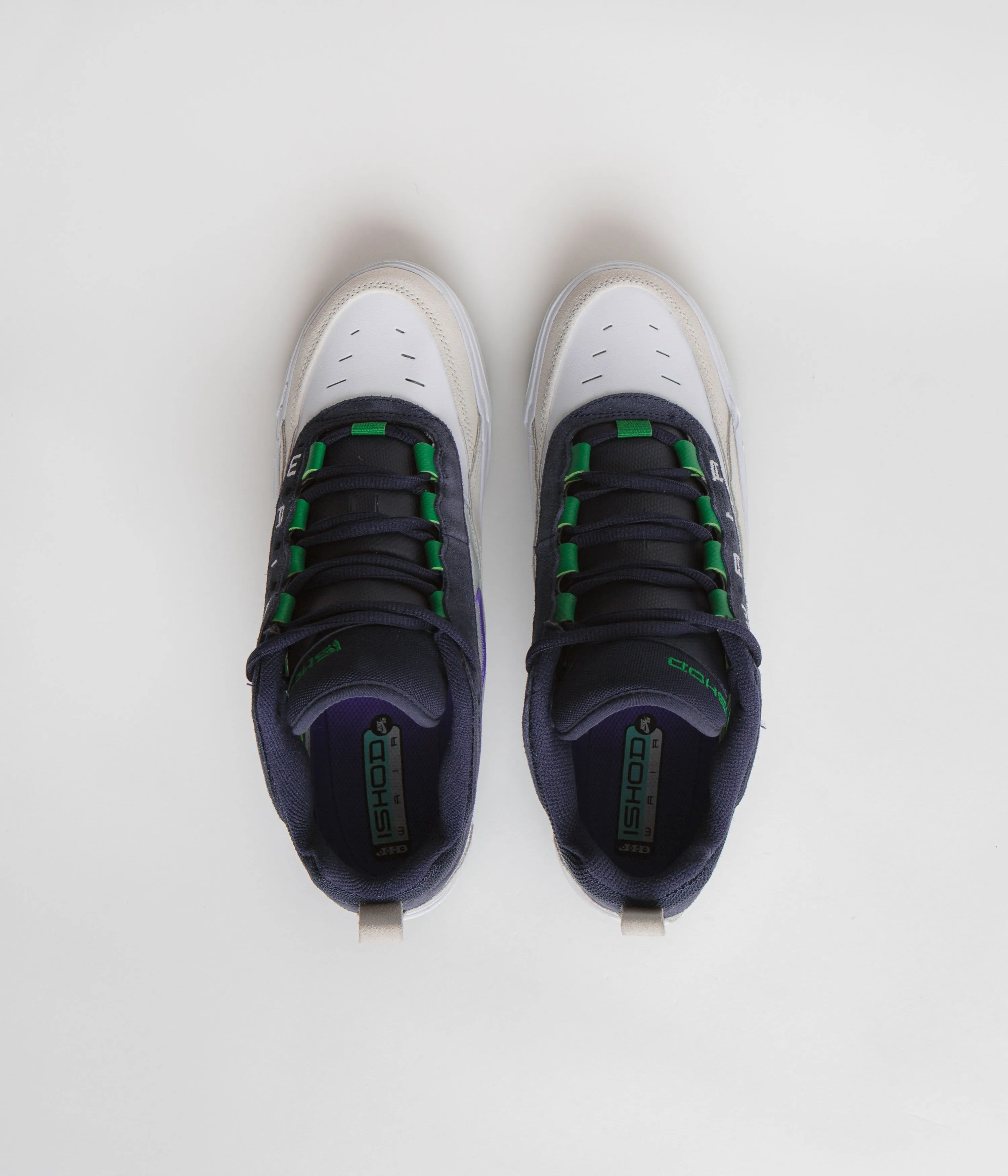 Nike SB Air Max Ishod Shoes - White / Persian Violet - Obsidian - Pine Green