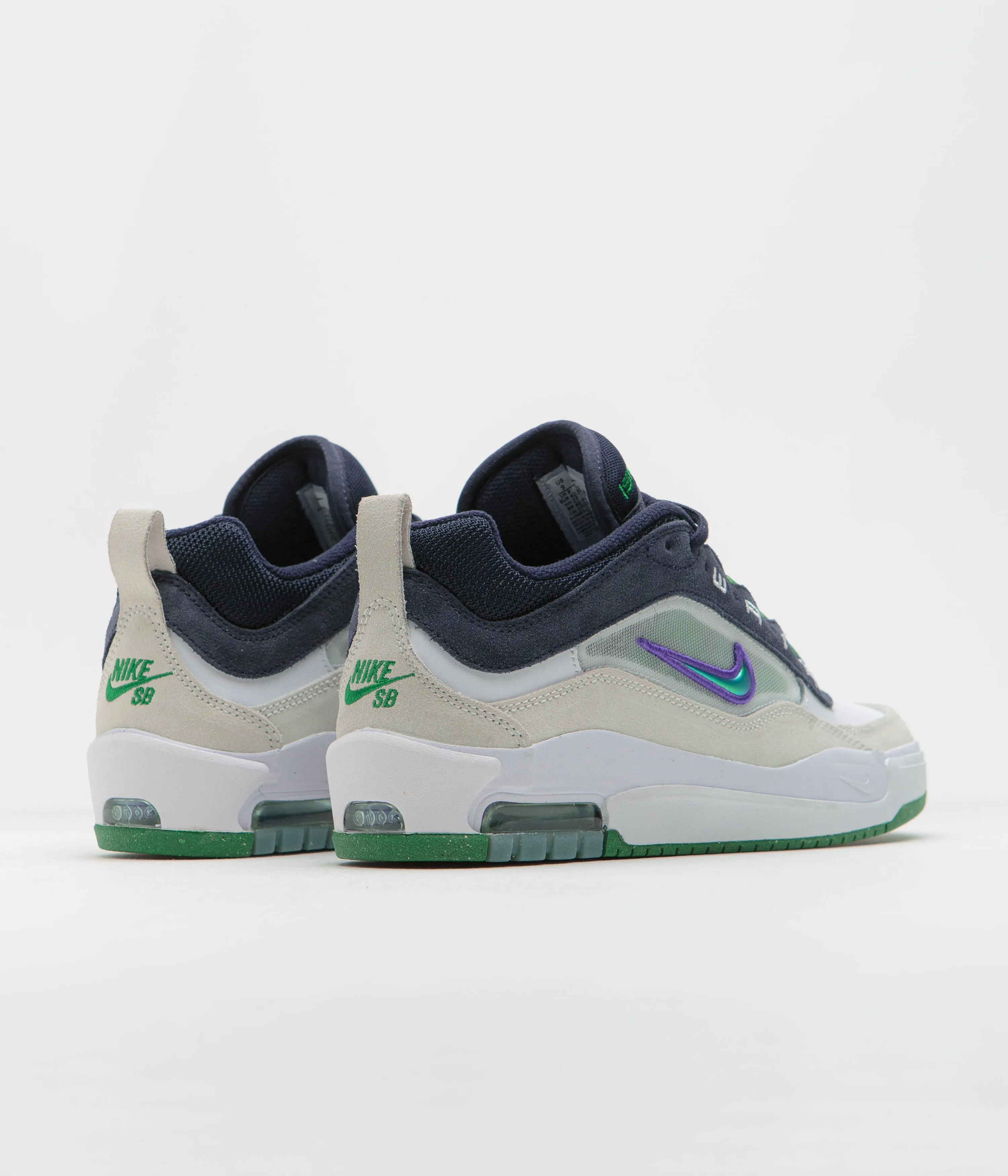 Nike SB Air Max Ishod Shoes - White / Persian Violet - Obsidian - Pine Green
