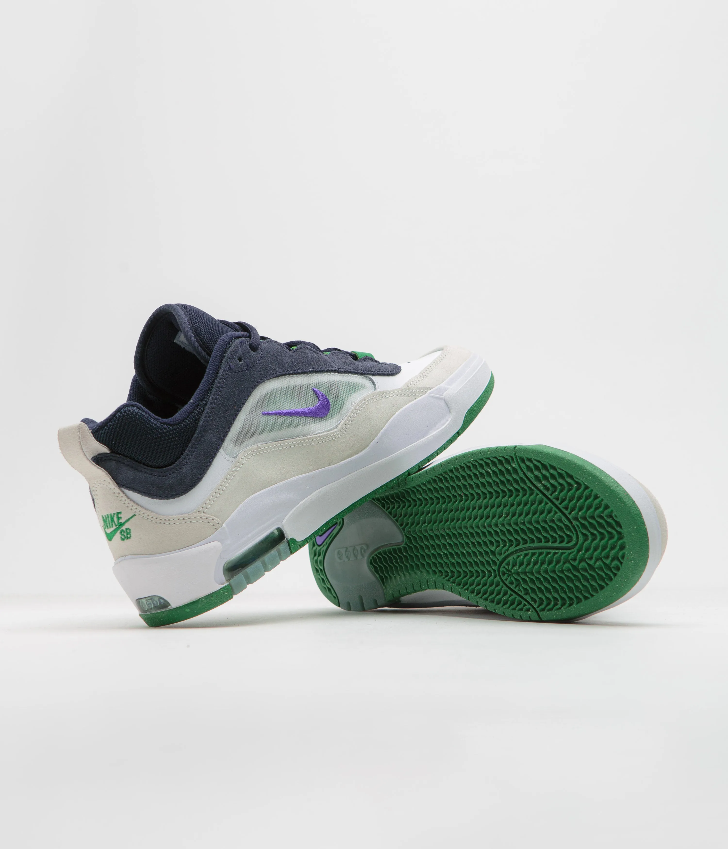 Nike SB Air Max Ishod Shoes - White / Persian Violet - Obsidian - Pine Green