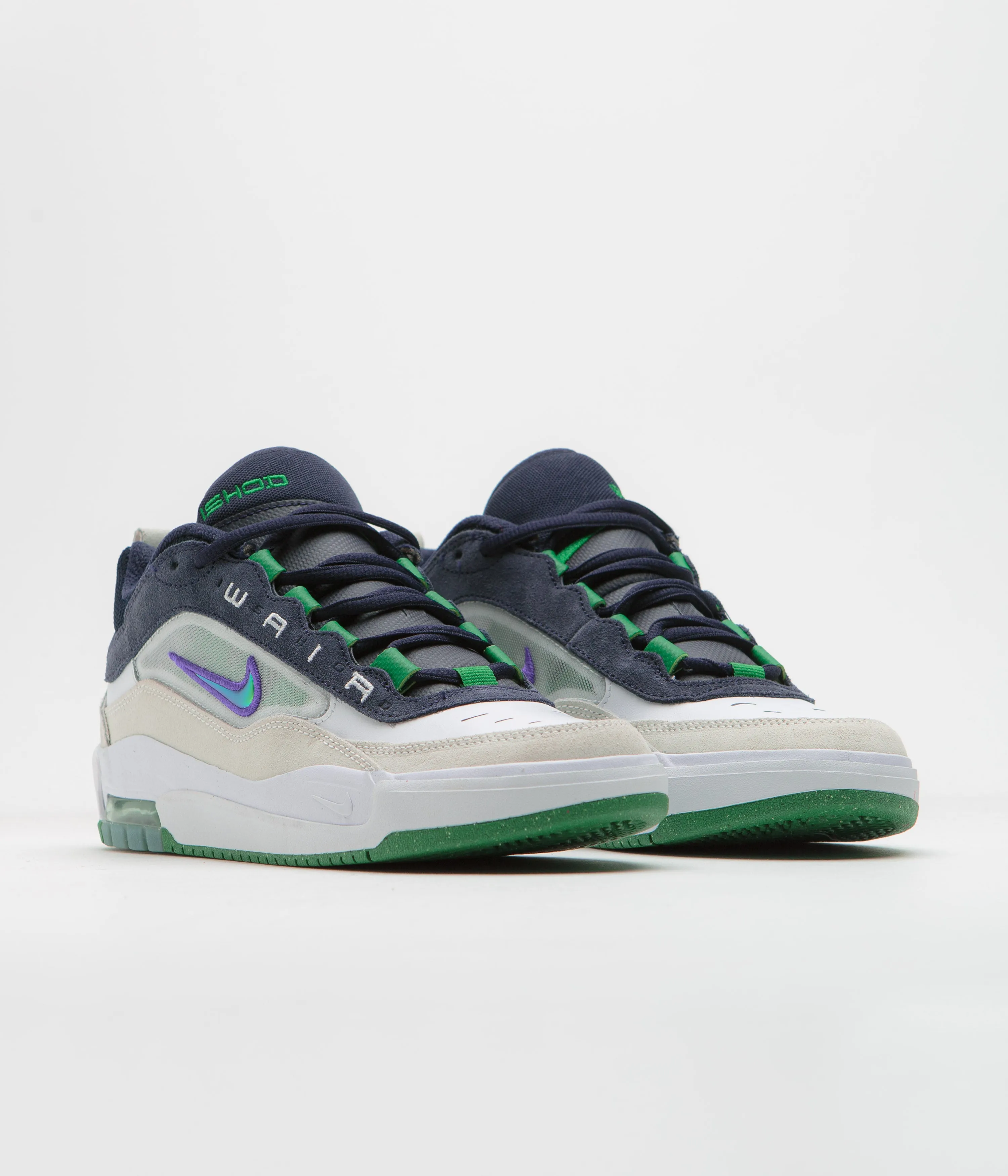 Nike SB Air Max Ishod Shoes - White / Persian Violet - Obsidian - Pine Green