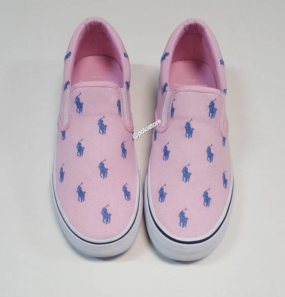Nwt Polo Ralph Lauren Pink Allover Pony Slip On Sneakers