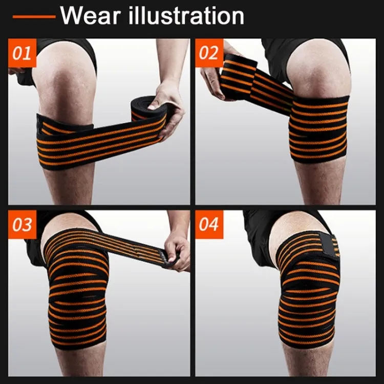 Nylon Four Stripes Bandage Wrapped Sports Knee Pads(Black Red)