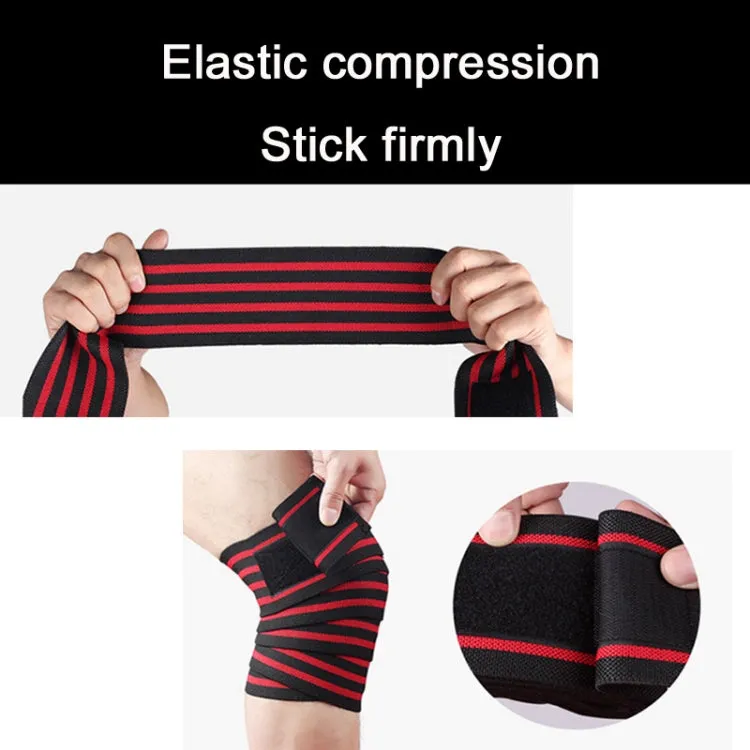 Nylon Four Stripes Bandage Wrapped Sports Knee Pads(Black Red)