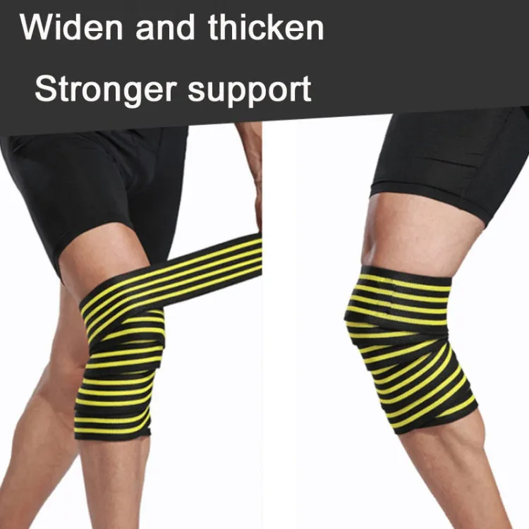 Nylon Four Stripes Bandage Wrapped Sports Knee Pads(Black Red)