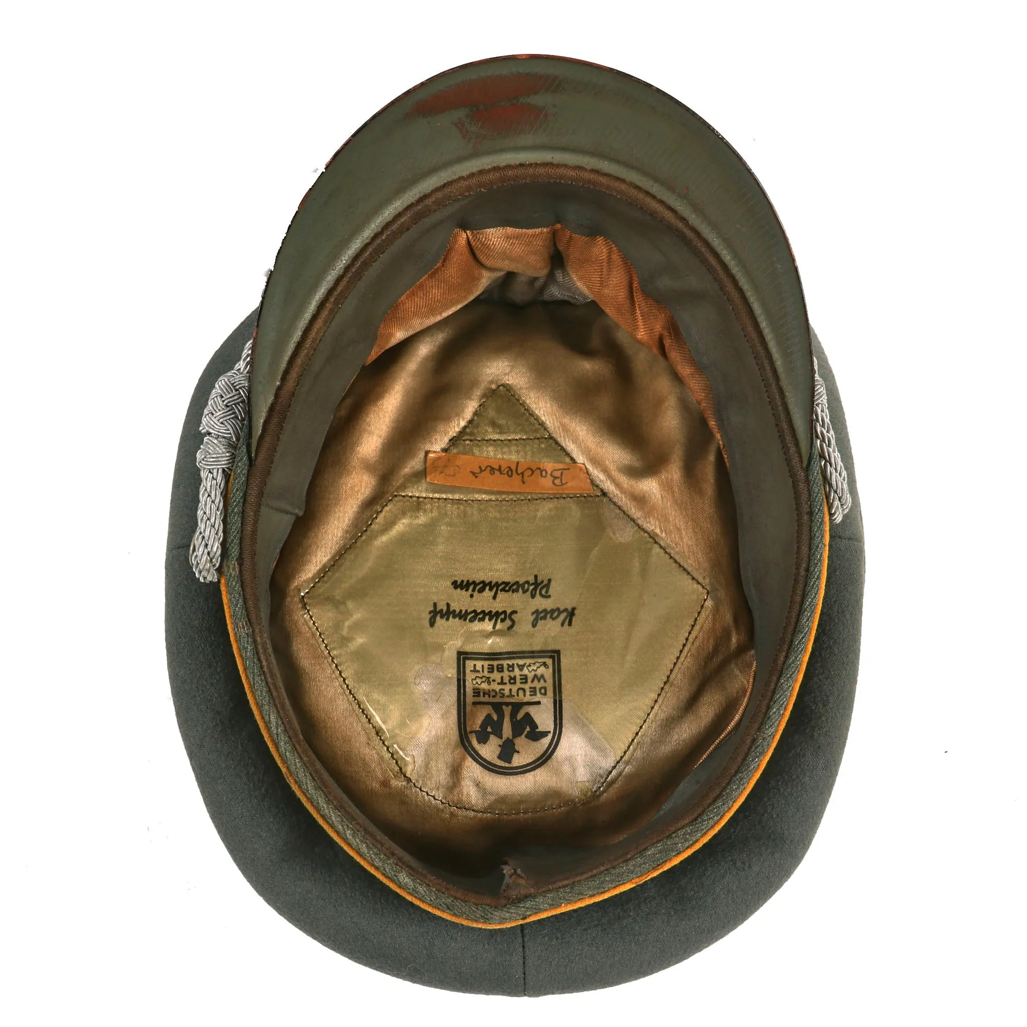Original German WWII Named Heer Cavalry Officers Schirmmütze Visor Crush Cap by Karl Schrempf of Pforzheim