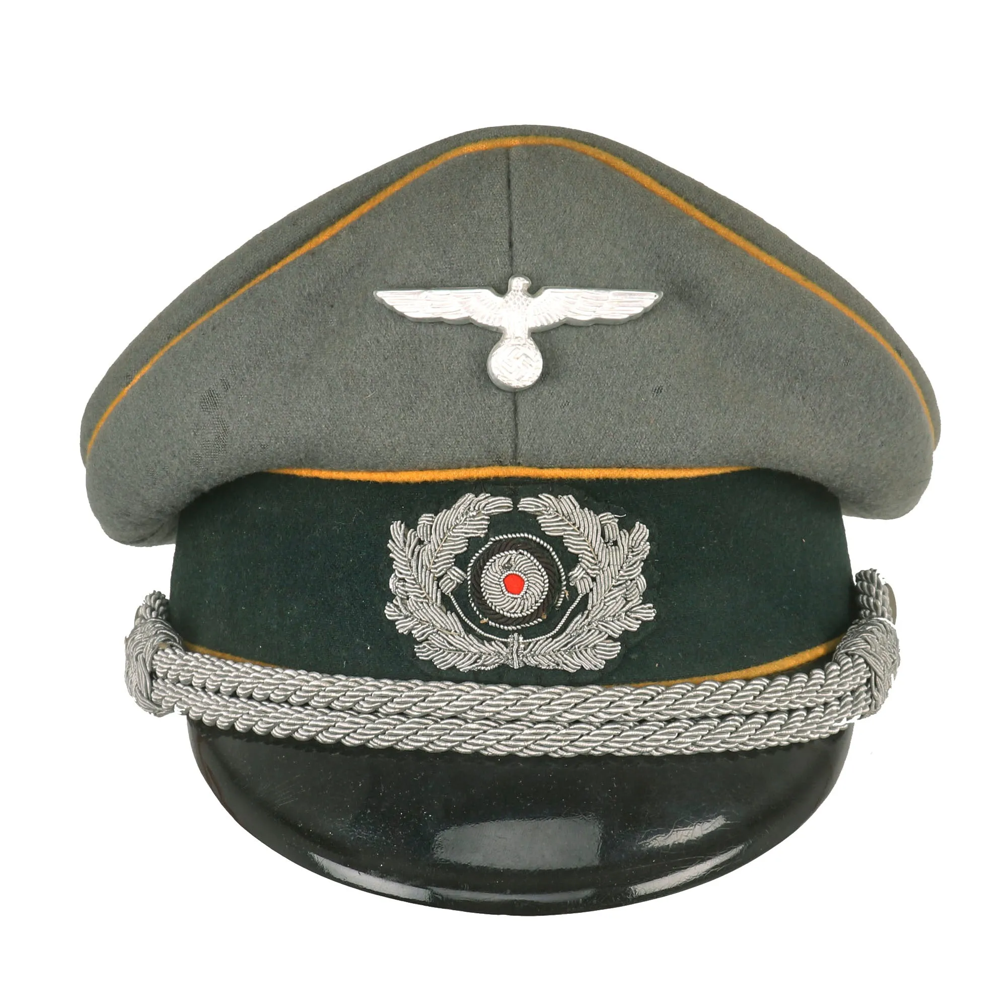 Original German WWII Named Heer Cavalry Officers Schirmmütze Visor Crush Cap by Karl Schrempf of Pforzheim