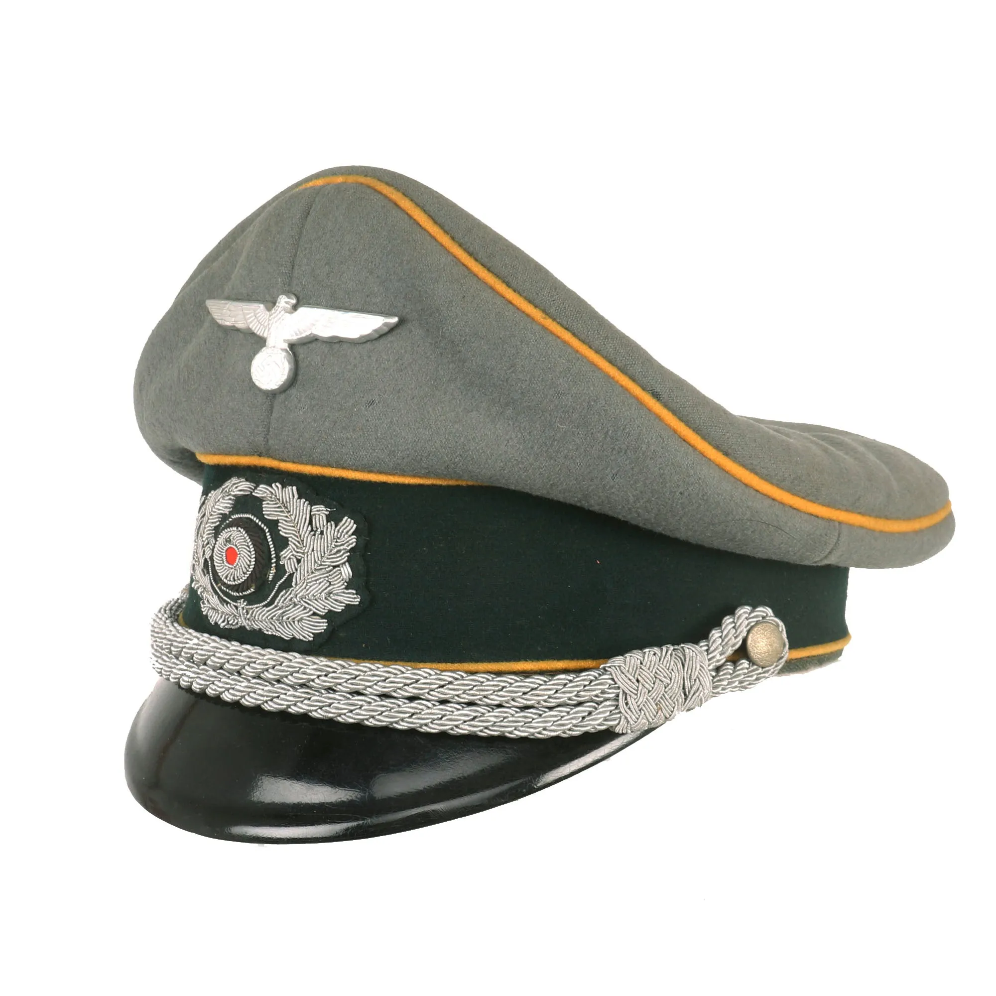 Original German WWII Named Heer Cavalry Officers Schirmmütze Visor Crush Cap by Karl Schrempf of Pforzheim