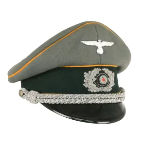 Original German WWII Named Heer Cavalry Officers Schirmmütze Visor Crush Cap by Karl Schrempf of Pforzheim