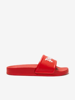 Palm Angels Kids Logo Sliders in Red