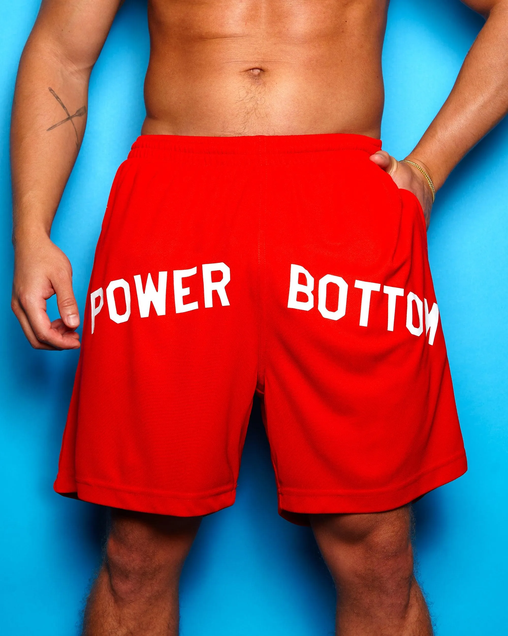Power Bottom - red basketball shorts