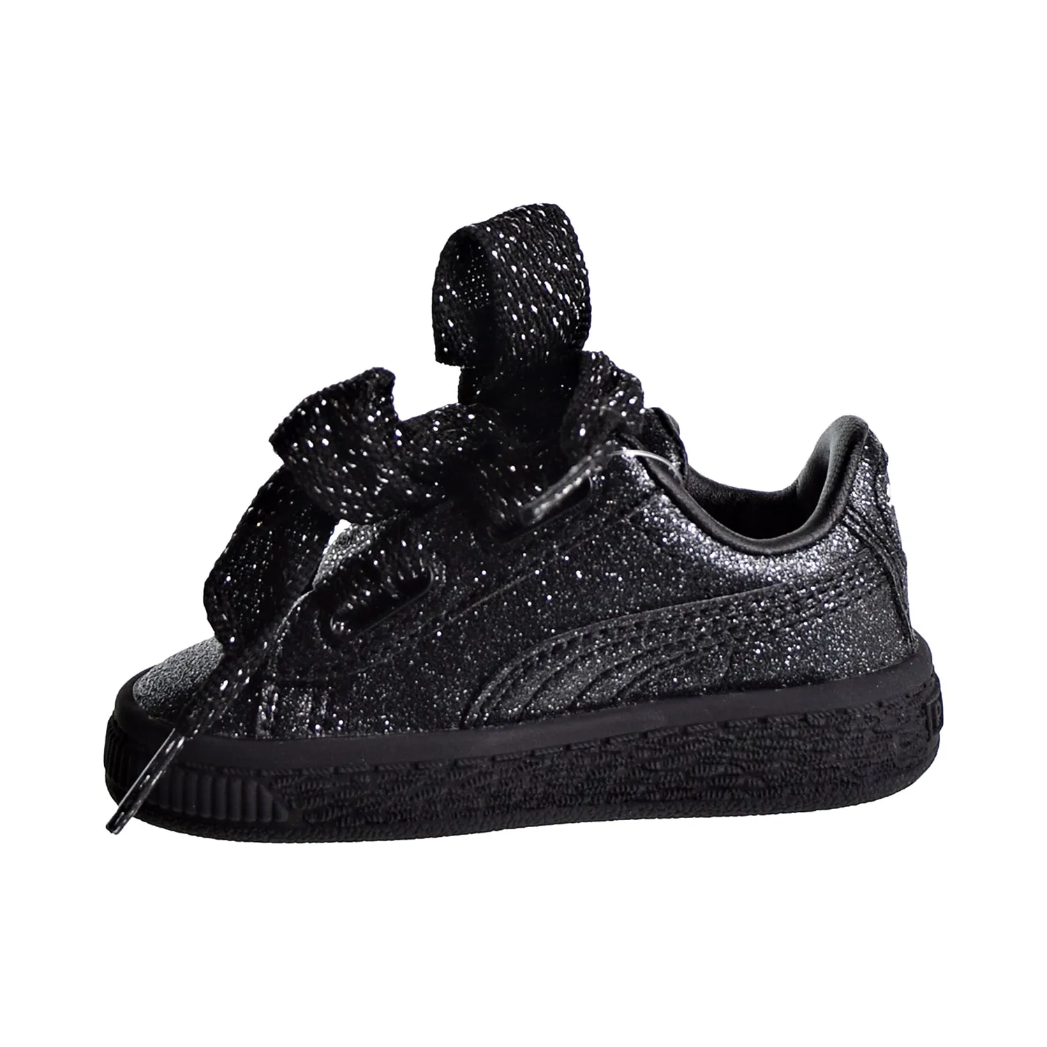 Puma Basket Heart Holiday Glamour Toddler's Shoes Black/Silver